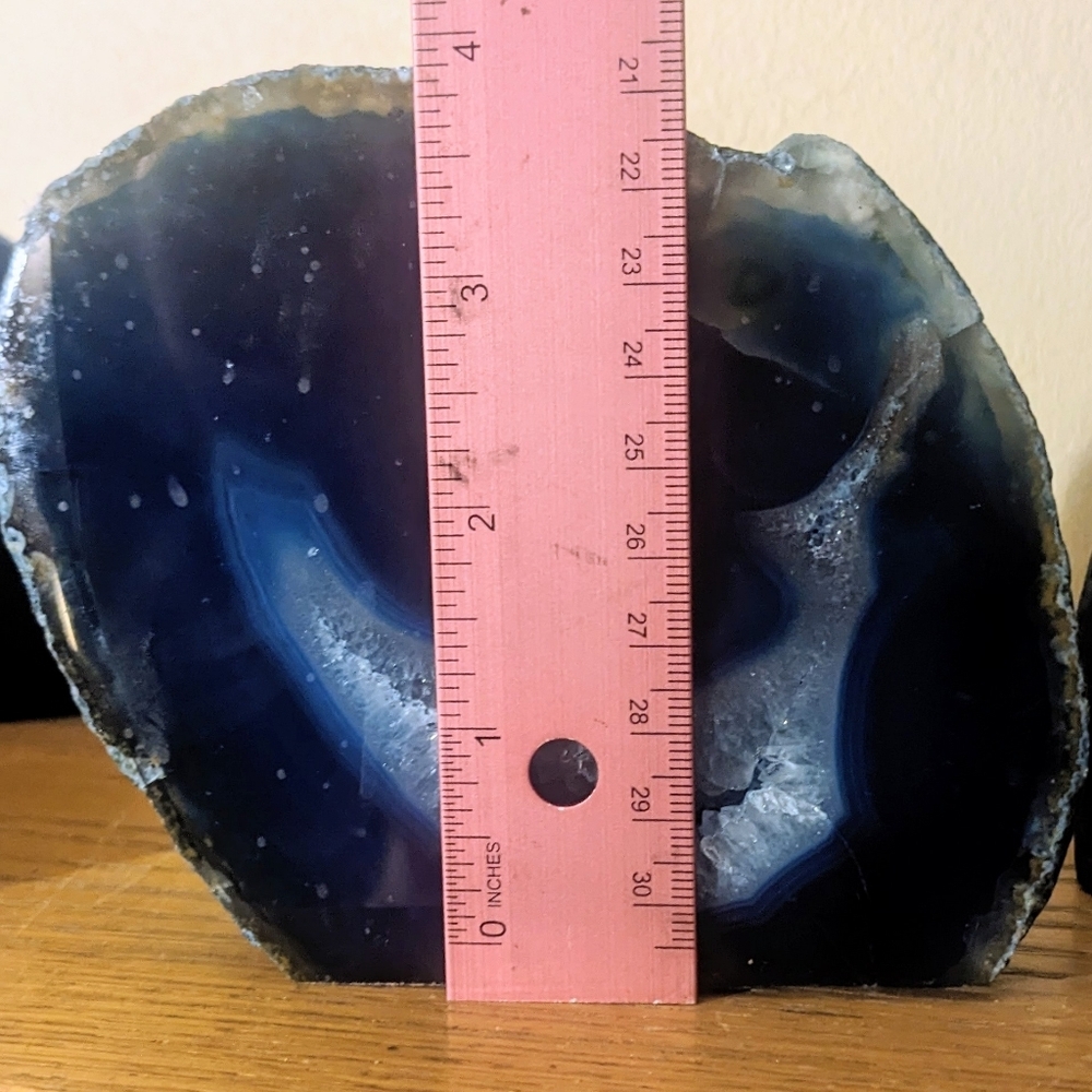 Set Of 4 Blue Agate Geode Sections - Picture 4 of 6
